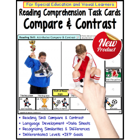 Compare and Contrast LARGE Task Cards for Special Education/AUTISM with DATA